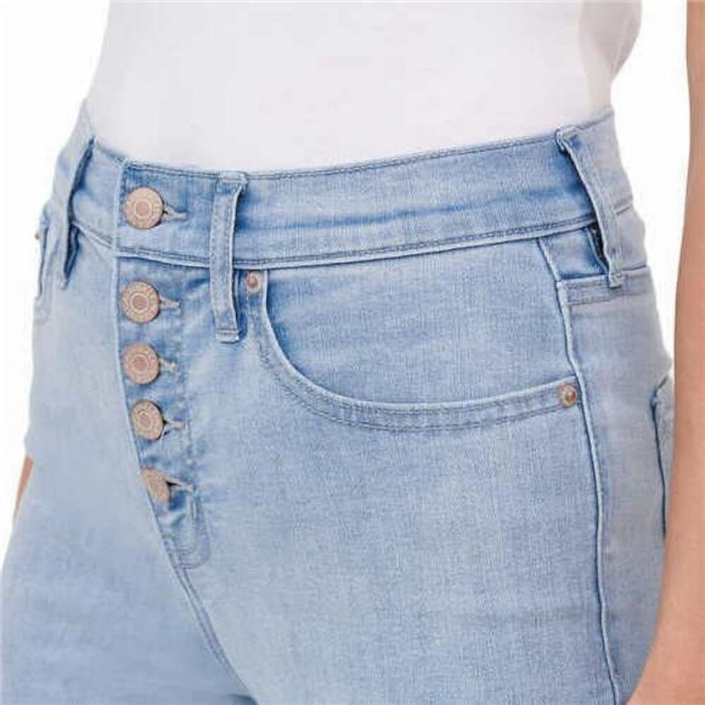 Calvin Klein Women's High Rise Exposed Button Jeans (Glacier, 10) - Picture 4 of 5